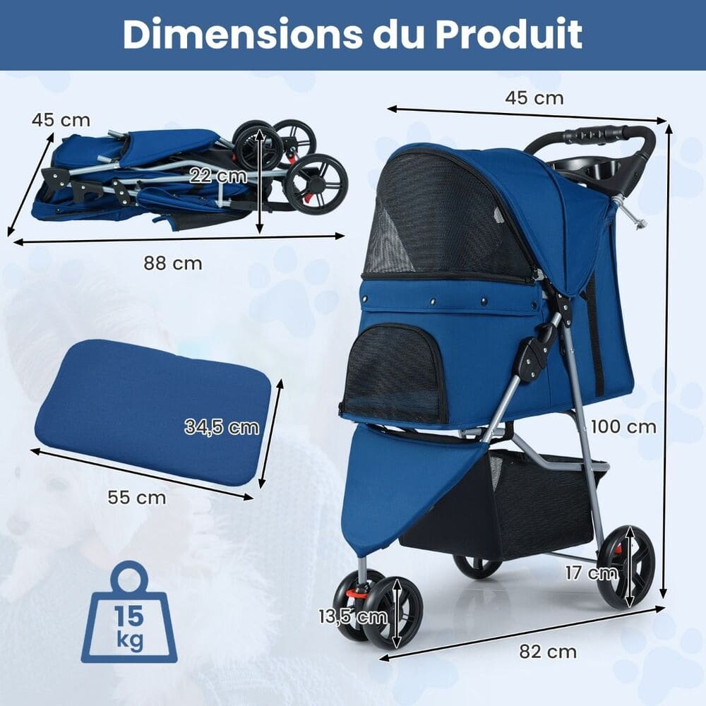 dimensions poussette depliee plier et coussin amovible