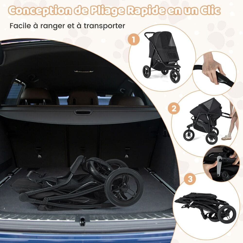 conception pliage facile en un clic poussette chien 25kg