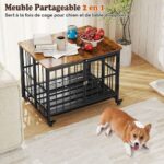 Cage chien bois finition rustique résistante rayures facile nettoyer