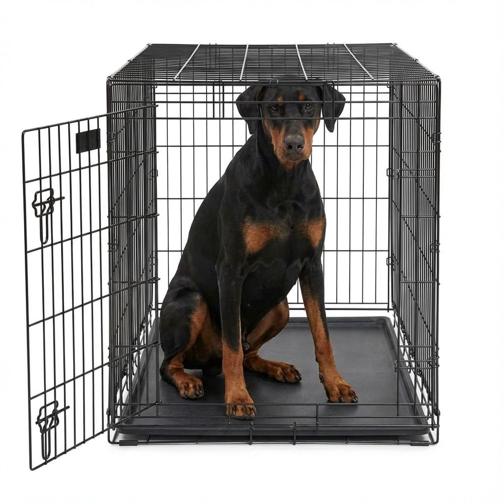Cage intérieur grand chien XL noire spacieuse