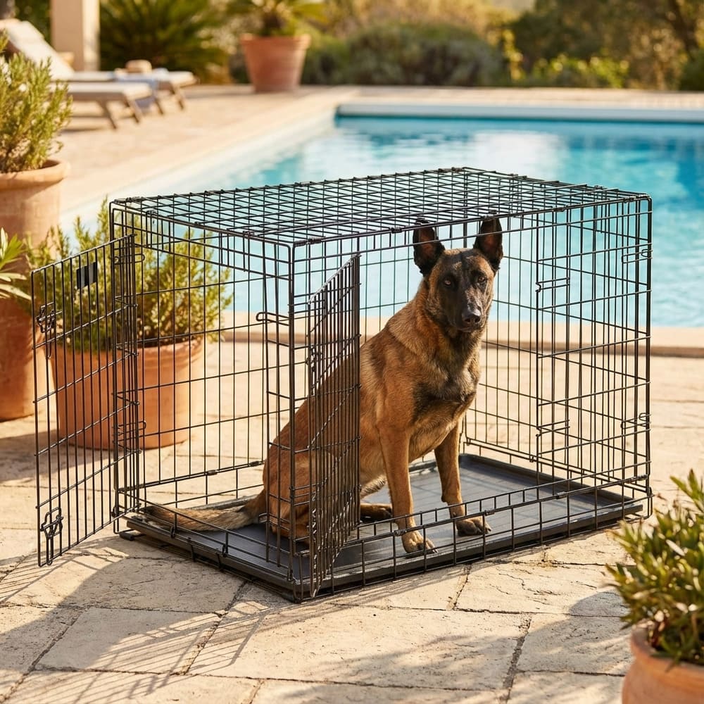 Cage chien L nettoyage facile plateau plastique coulissant