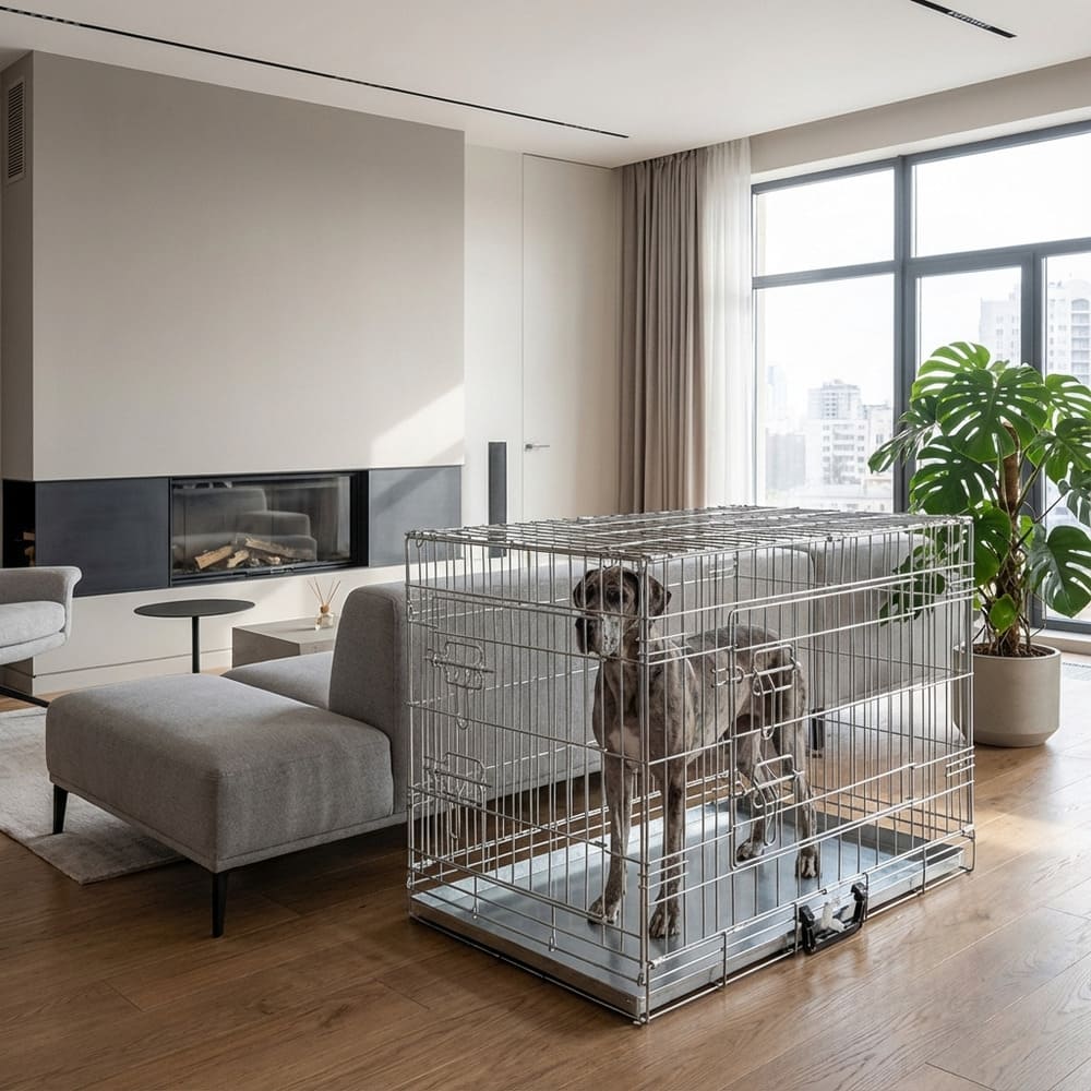 Cage transport chien XXL plateau métallique renforcé poids lourds