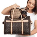 Sac de transport pour chien 43x30x23 cm PVC brodé résistant facile nettoyer