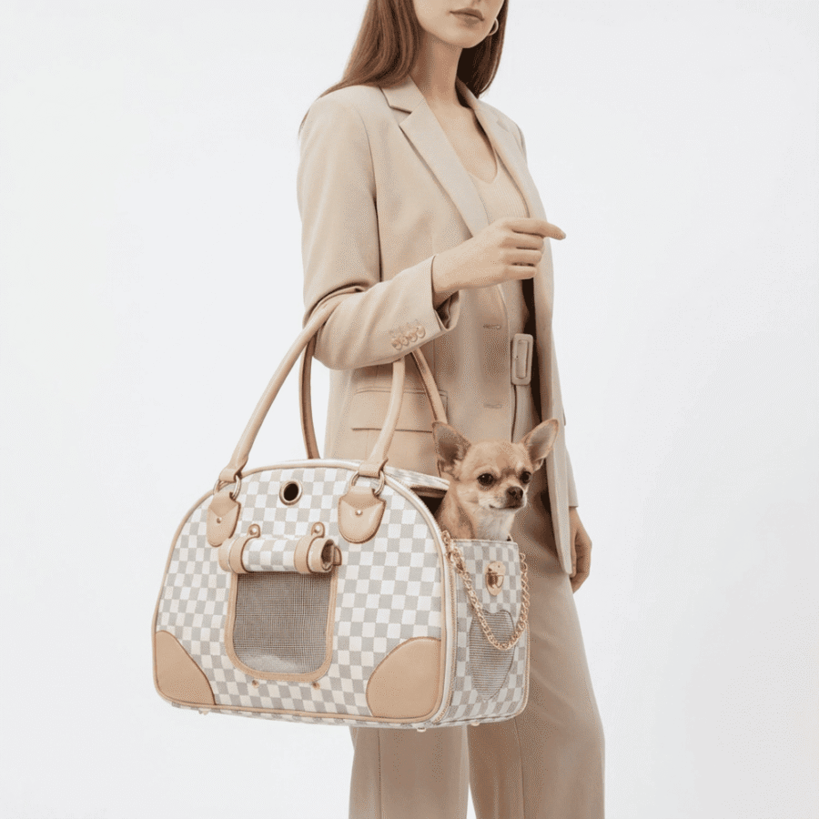 Sac de transport chihuahua poche zippée rangement clés téléphone