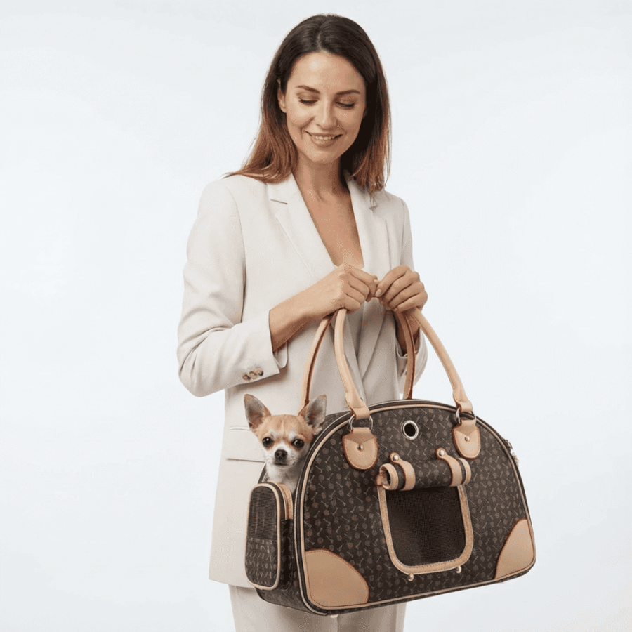 Sac de transport chihuahua cuir PU sac à main chic respirant