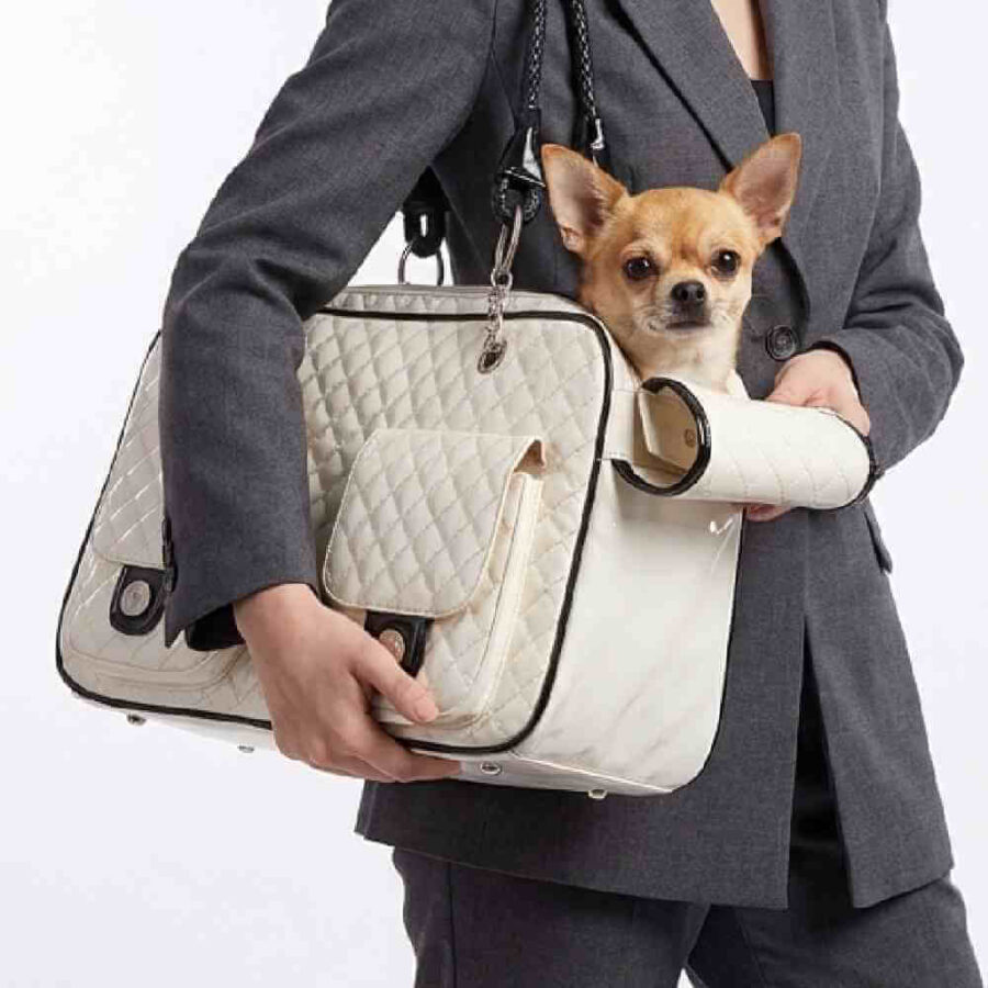 Sac transport chien noir 43x19x27 cm petit chien chat 3.5 kg