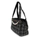 Sac transport chien tweed noir jolie et confortable