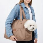 Sac transport chien toile respirante beige marron quarante-et-un trente-et-un dix-neuf centimètres