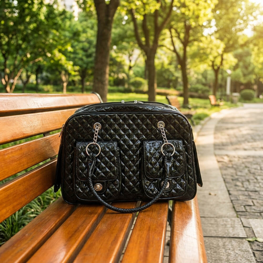 Sac chien poches zippées latérales rangement accessoires jouets nourriture pratique