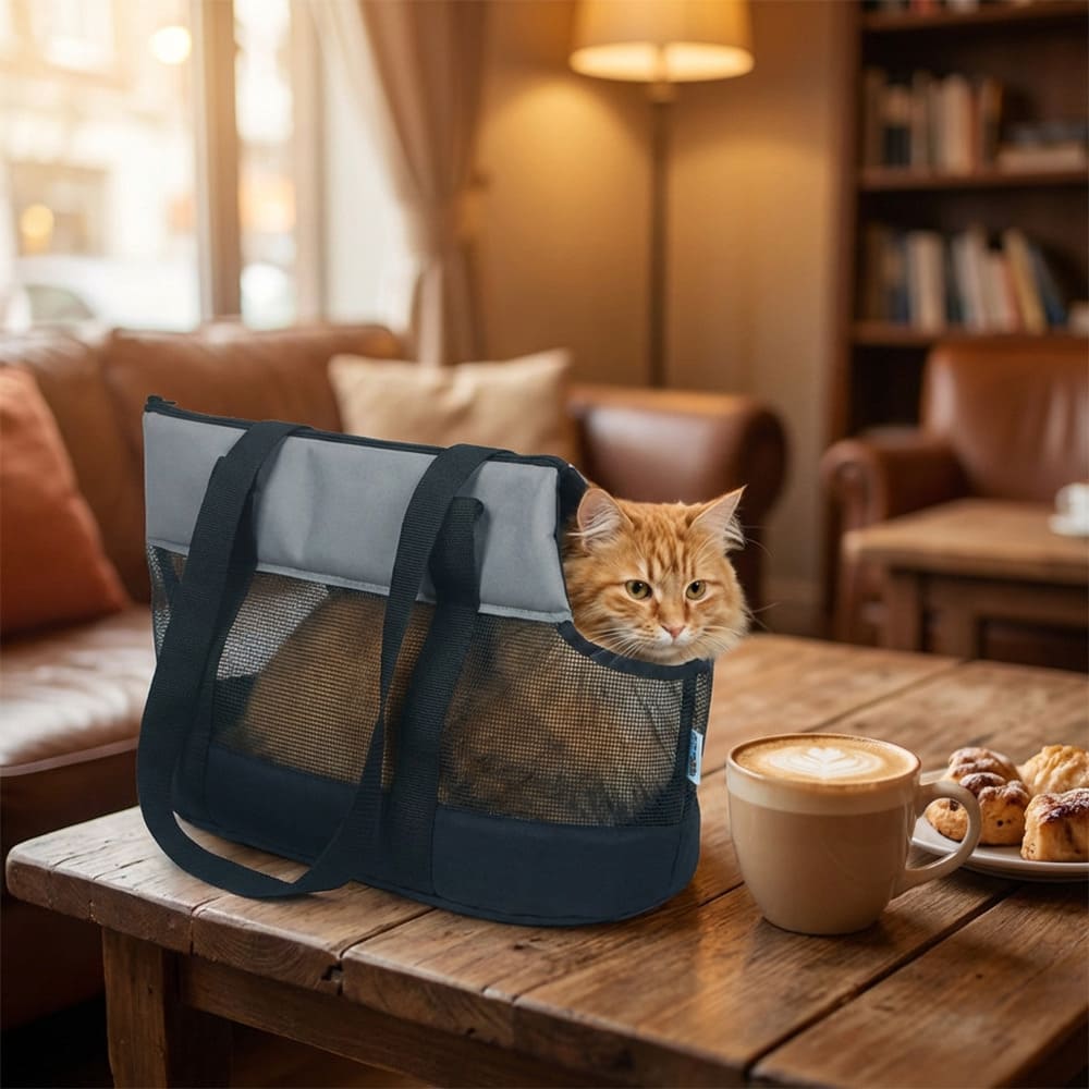 Sac De Transport Pour Chien Ultra Leger chat sur une table