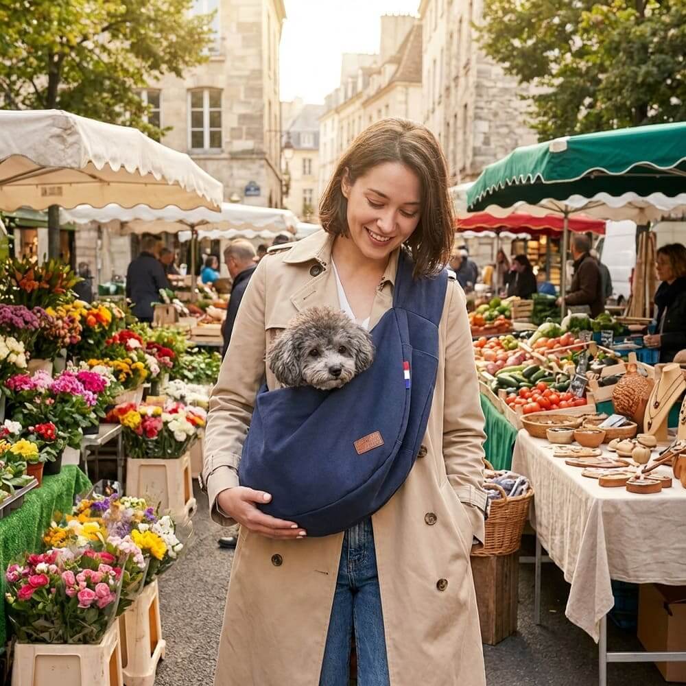 Sac chien tissu Oxford respirant souple confortable promenade au marché