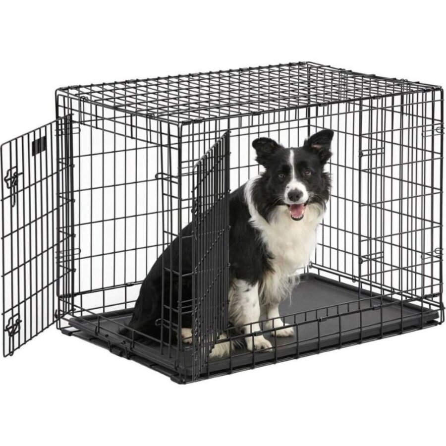 Cage Chien XS Noire (49 cm) – Pliable, 1 Porte, Bac Hygiène