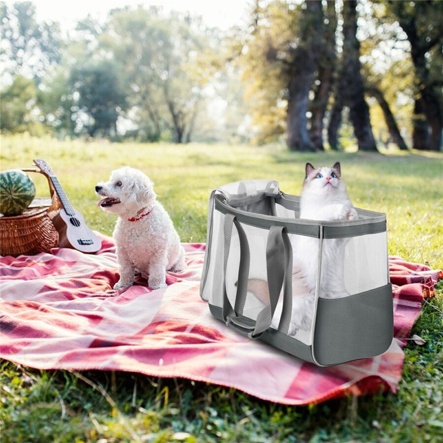 Sac de transport FUNADD chat et petit chien gris nylon respirant