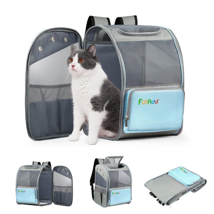 Sac à dos chat fenêtre ouvrante – Nylon 600D, mesh 3 faces, 8 kg