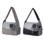 Deux sacs bandoulière côte à côte, l'un entièrement gris chiné et l'autre gris et noir, tous deux avec hublot rond