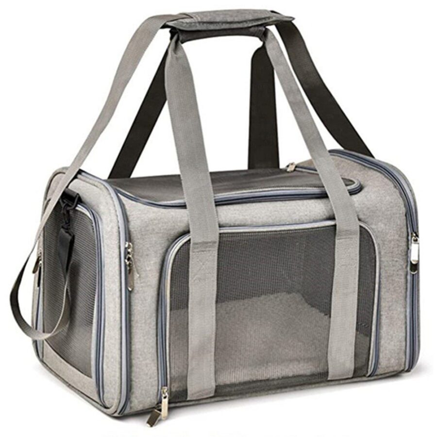 Sac transport chat portable gris - Bandoulière confort & ventilation