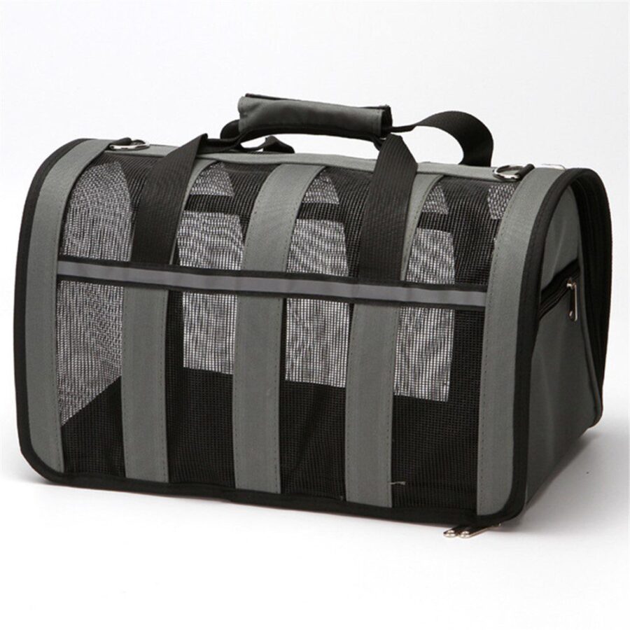 Sac Transport Chat Oxford 600D Respirant Pliable Taille S Gris