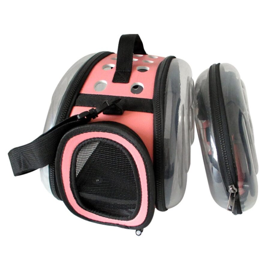 Sac Transport Chat Transparent Rose - Bandoulière Respirant L 42cm