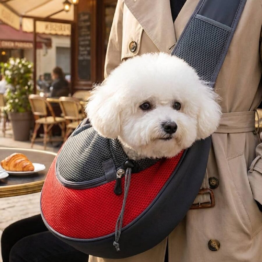Sac Transport Ventral Pet Sling - Mains Libres Rouge Taille S