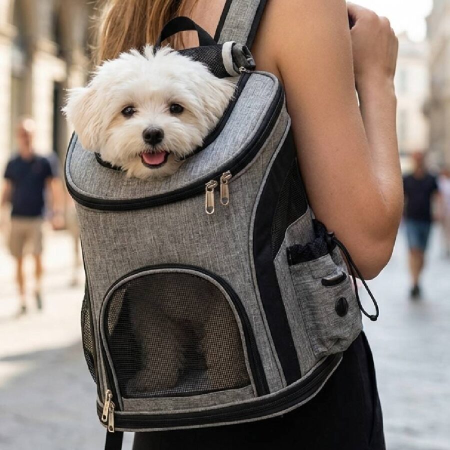 Sac à dos transport chat chien respirant maille - Bleu QS-003-M