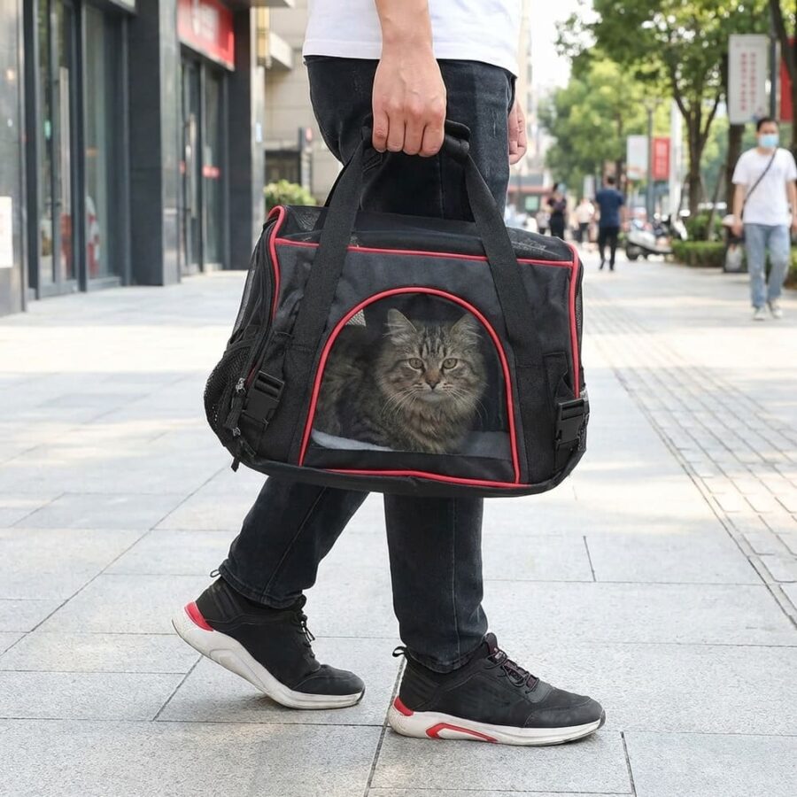 Sac Transport Chat Chien Bandoulière - Tissu Oxford Respirant Noir L