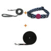 Lot : Laisse nylon plat Martin noire 3 m + Collier Morso Power Flow noir 30-42 cm + Longe Trixie caoutchoutée noire 10 m