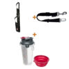 Lot : Ceinture de voiture Trixie à mousquetons 30 x 2,5 cm + Ceinture de voiture Happy Pet Petgear + Bouteille eau et croquettes Trixie 2 x 350 ml